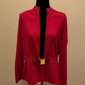 Jones Nee York Elegant Red Women's Jacket with Gold Buckle